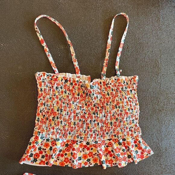 Floral Smocked and High waisted Bikini Set Maternity friendly size small - Picture 2 of 12